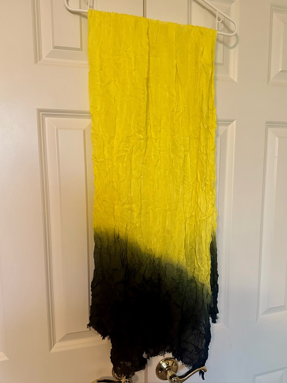 Bright Yellow Crinkle Ombre Scarf with Dark Hem
